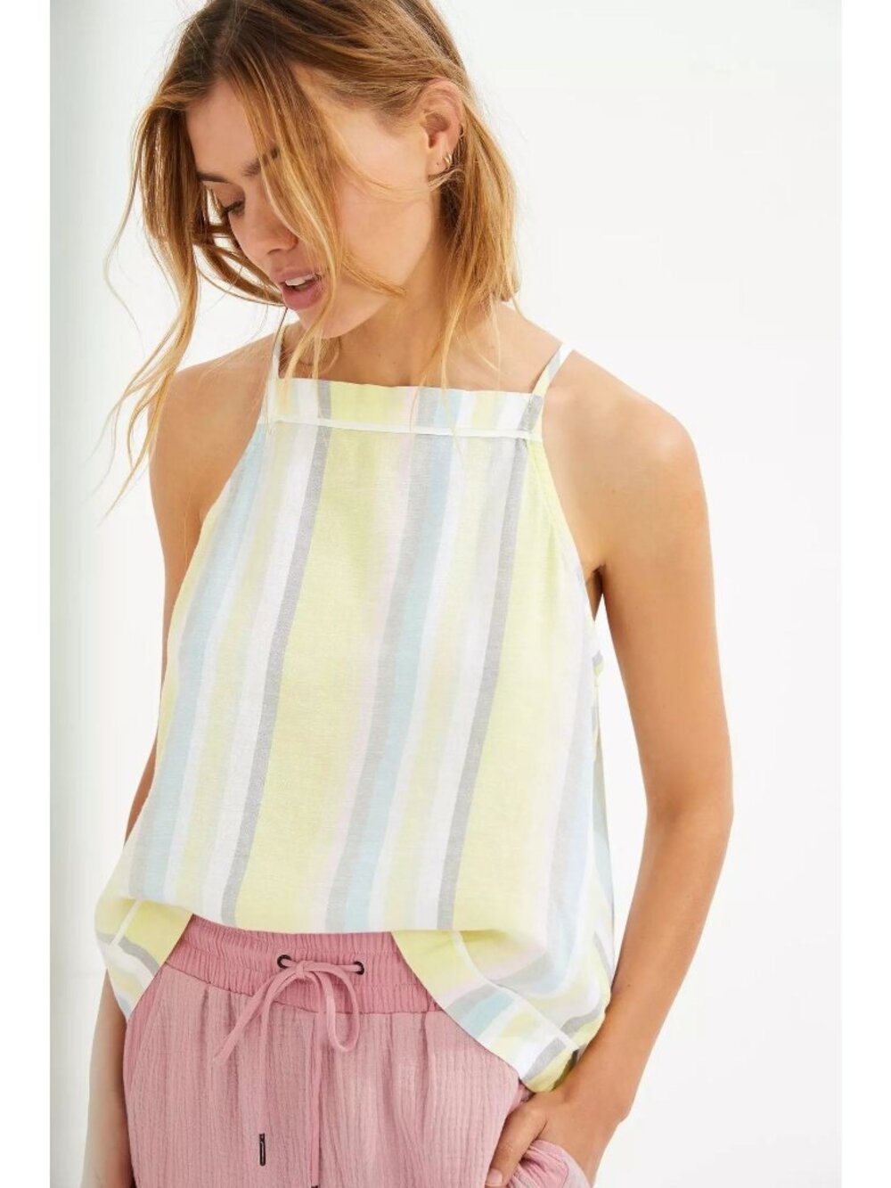 Cloth & Stone Striped Button Back Tank Top